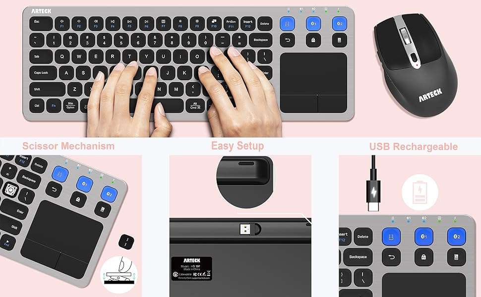 teclado inalambrico bluetooth smart tv touchpad 3 dispositivos 10 metros ideal para chile