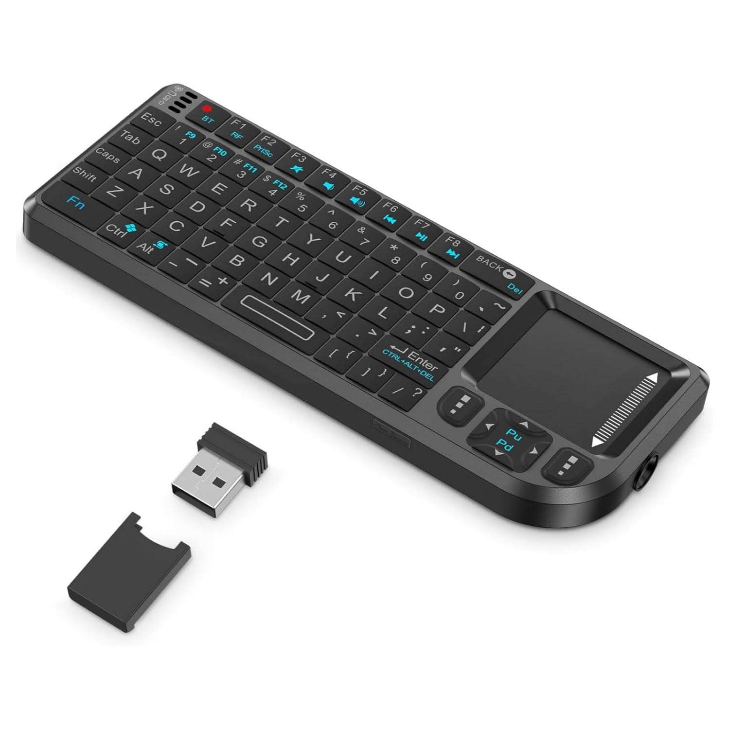 mini teclado inalambrico bluetooth touchpad puntero laser recargable 15x6x1 centimetros ideal para chile
