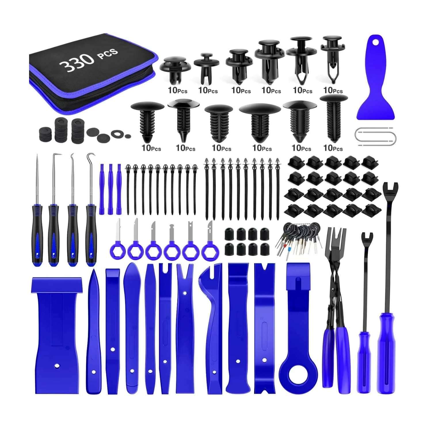 kit de 330 piezas con herramientas de nylon para desmontaje de molduras y clips retenedores de auto ideal para chile