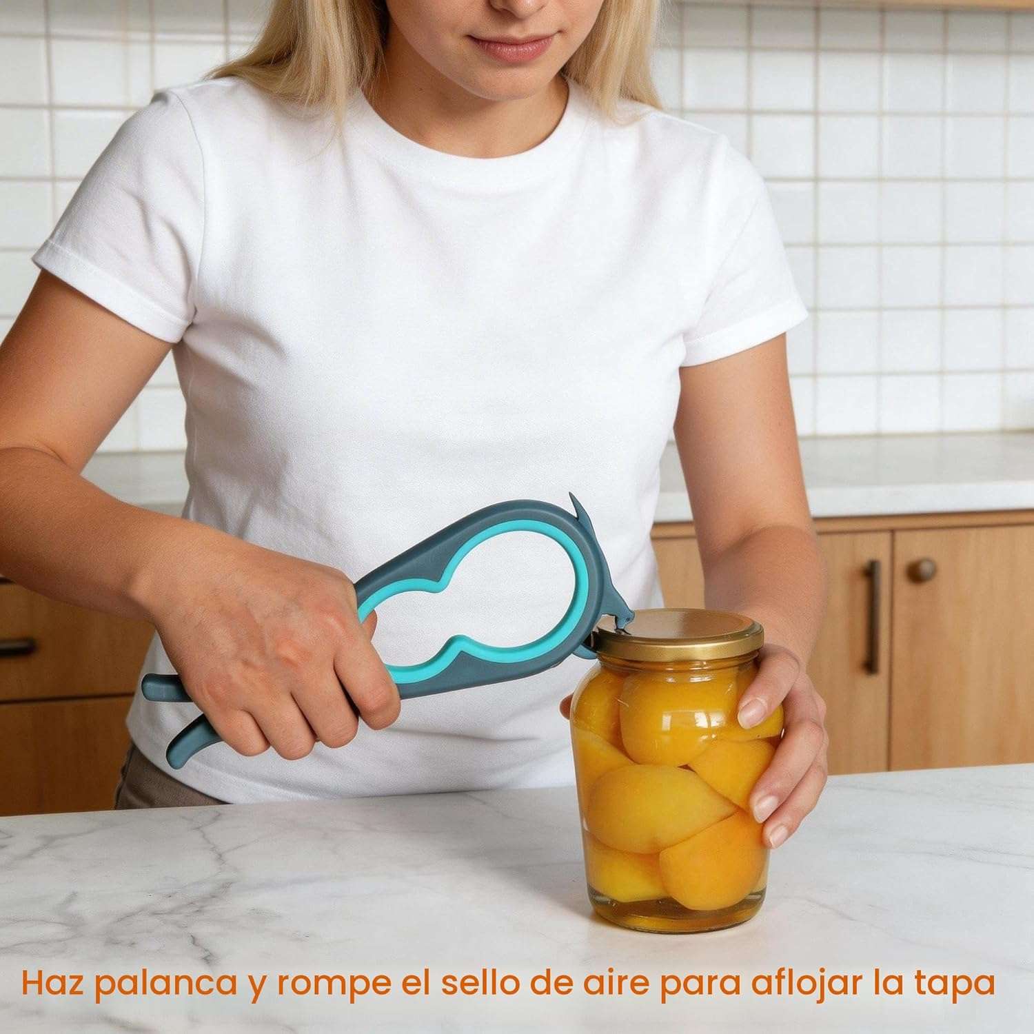 abridor de frascos y botellas seis en uno marca otstar para tapas de 2.54 a 7.62 centimetros ideal para chile