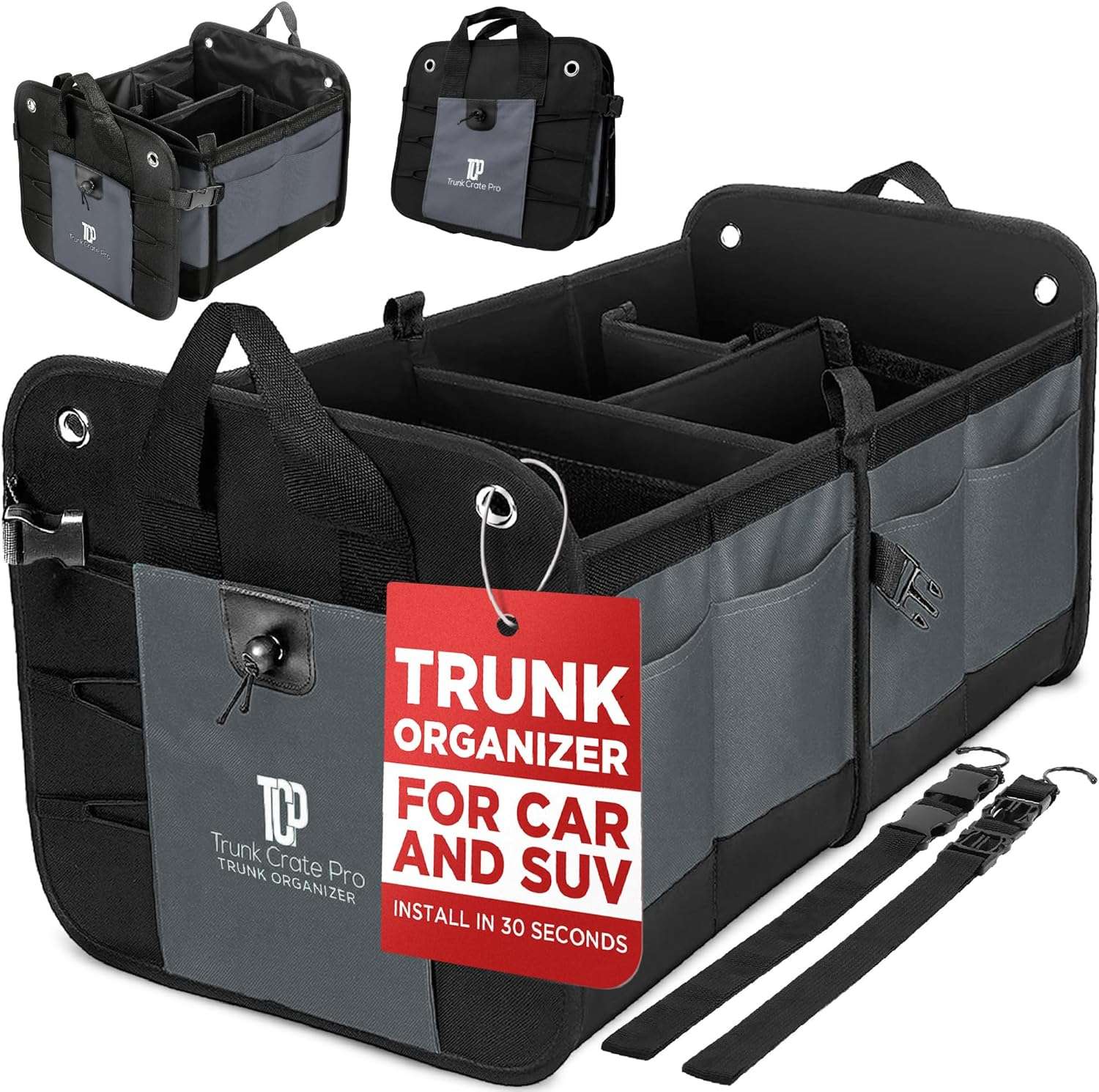 organizador de maletero plegable gris de 59.94 centimetros resistente al agua para autos y suv ideal para chile