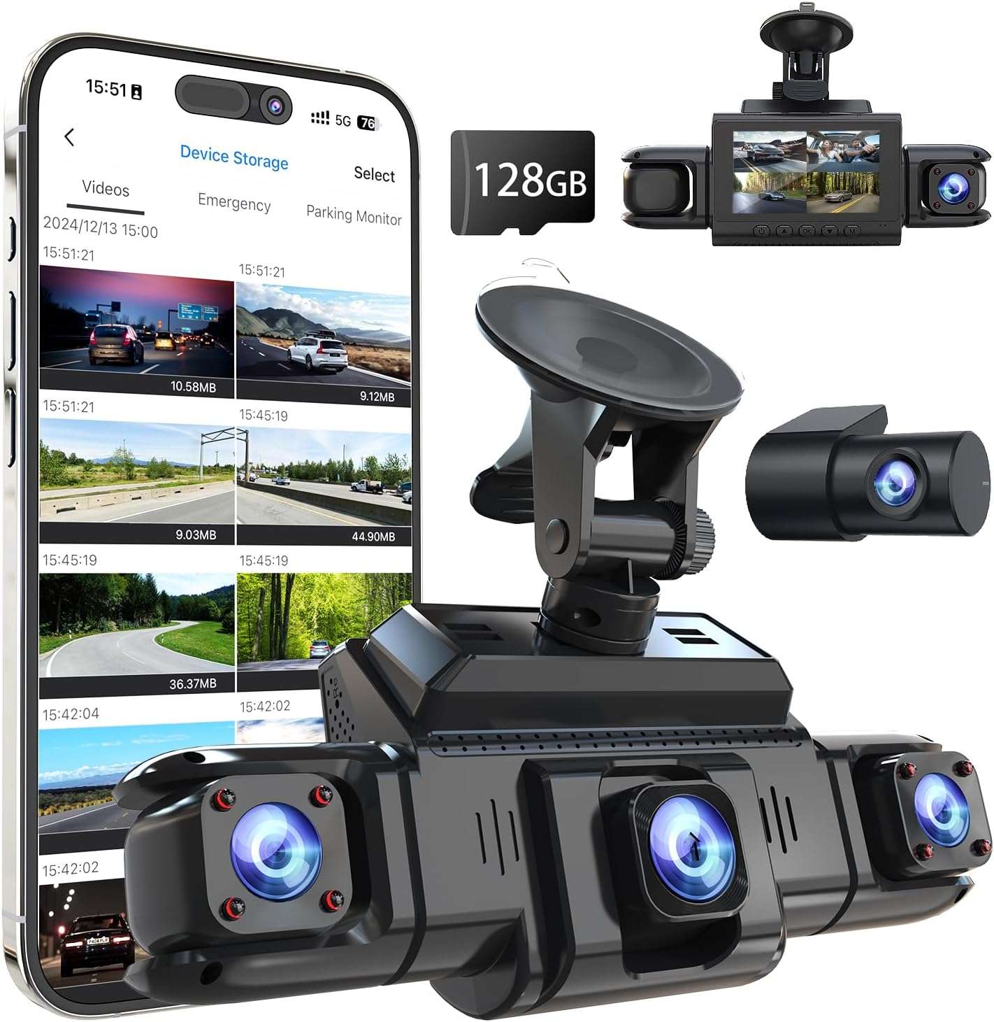 camara de tablero de cuatro canales con grabacion 360 grados 1080p wifi 5g y vision nocturna ideal para chile