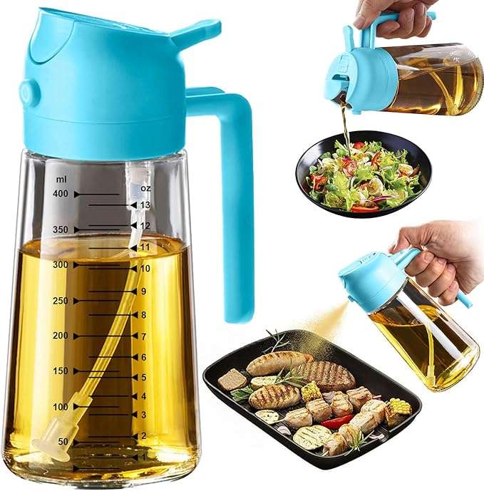 pulverizador y dispensador de aceite de oliva de vidrio de 470 mililitros con funcion dual ideal para cocina en chile