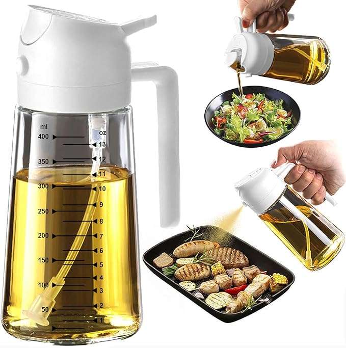 pulverizador y dispensador de aceite de oliva de vidrio de 470 mililitros con funcion dual ideal para cocina en chile