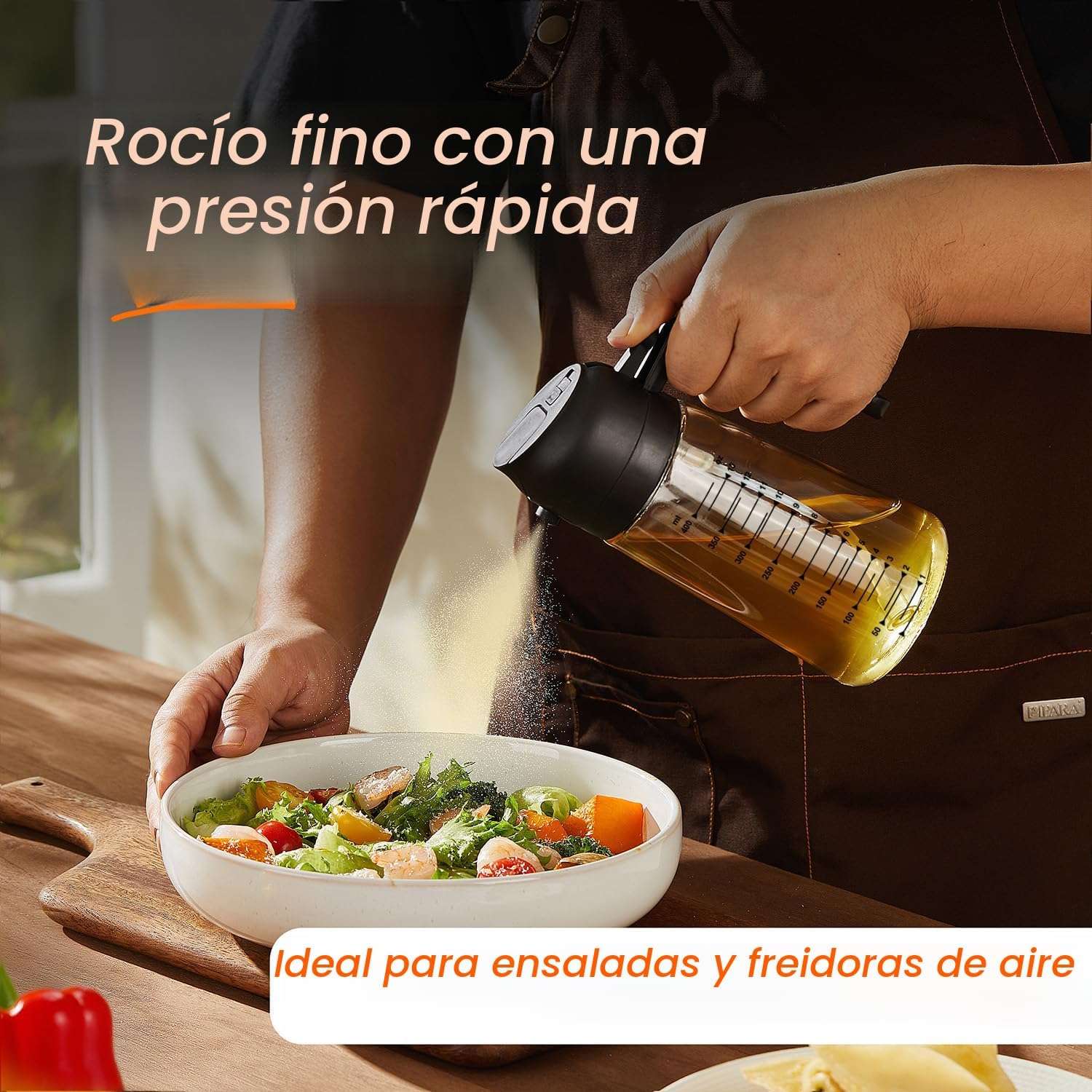 pulverizador y dispensador de aceite de oliva de vidrio de 470 mililitros con funcion dual ideal para cocina en chile
