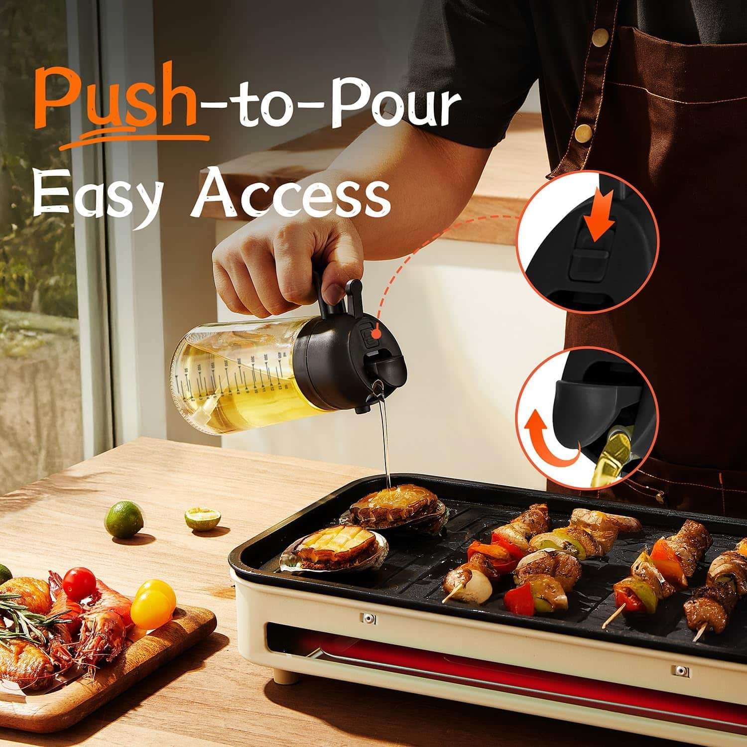 pulverizador y dispensador de aceite de oliva de vidrio de 470 mililitros con funcion dual ideal para cocina en chile