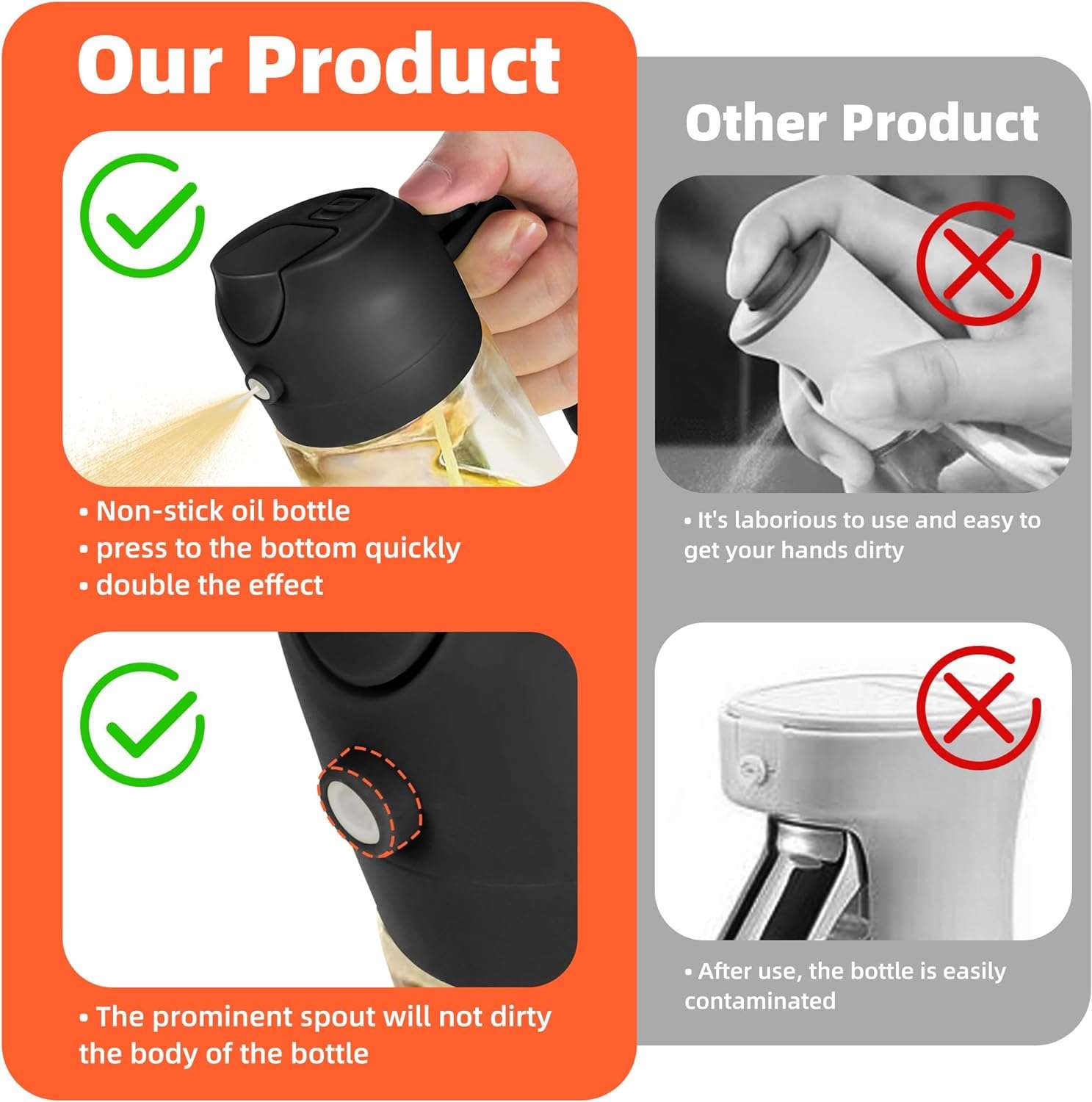 pulverizador y dispensador de aceite de oliva de vidrio de 470 mililitros con funcion dual ideal para cocina en chile