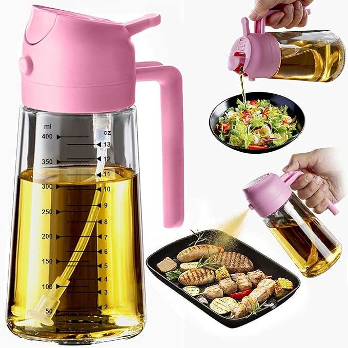pulverizador y dispensador de aceite de oliva de vidrio de 470 mililitros con funcion dual ideal para cocina en chile