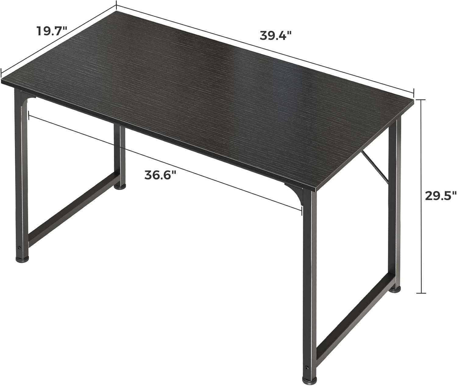 escritorio moderno huuger de 100 por 50 centimetros con marco de metal negro y refuerzos inferiores ideal para chile
