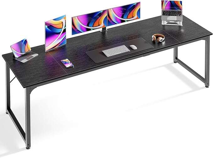escritorio moderno huuger de 100 por 50 centimetros con marco de metal negro y refuerzos inferiores ideal para chile