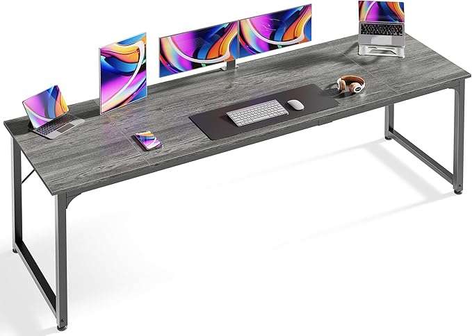escritorio moderno huuger de 100 por 50 centimetros con marco de metal negro y refuerzos inferiores ideal para chile