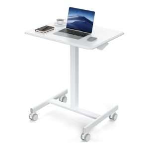 escritorio movil dumos de 48.26 centimetros color blanco con altura ajustable neumatica y ruedas ideal para chile