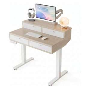 escritorio electrico huanuo de 81.28 centimetros color natural con 4 cajones altura ajustable y soporte para abrazadera c ideal para chile