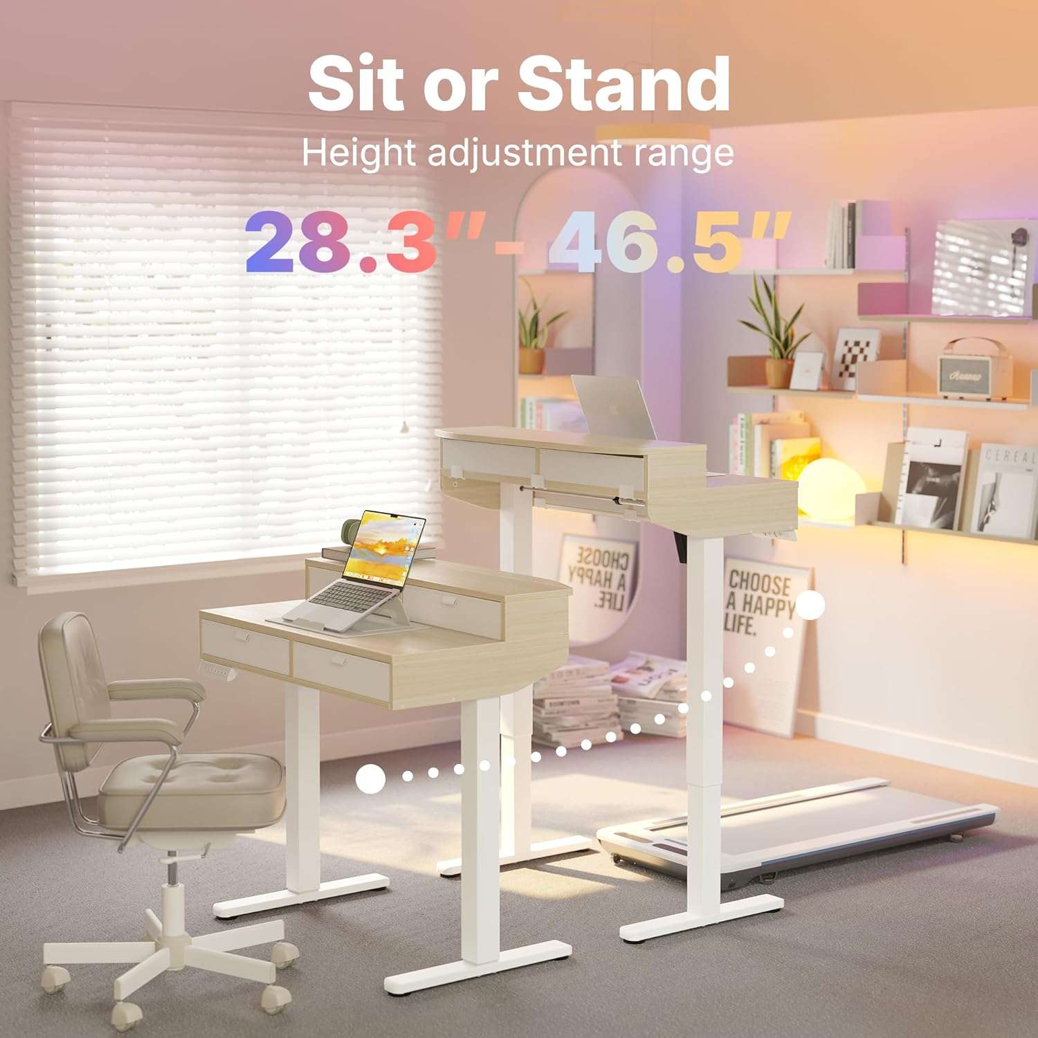 escritorio electrico huanuo de 81.28 centimetros color natural con 4 cajones altura ajustable y soporte para abrazadera c ideal para chile