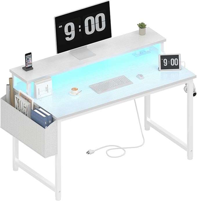 escritorio gamer lufeiya de 101.6 centimetros con luces led soporte para monitor y tomas de corriente ideal para chile