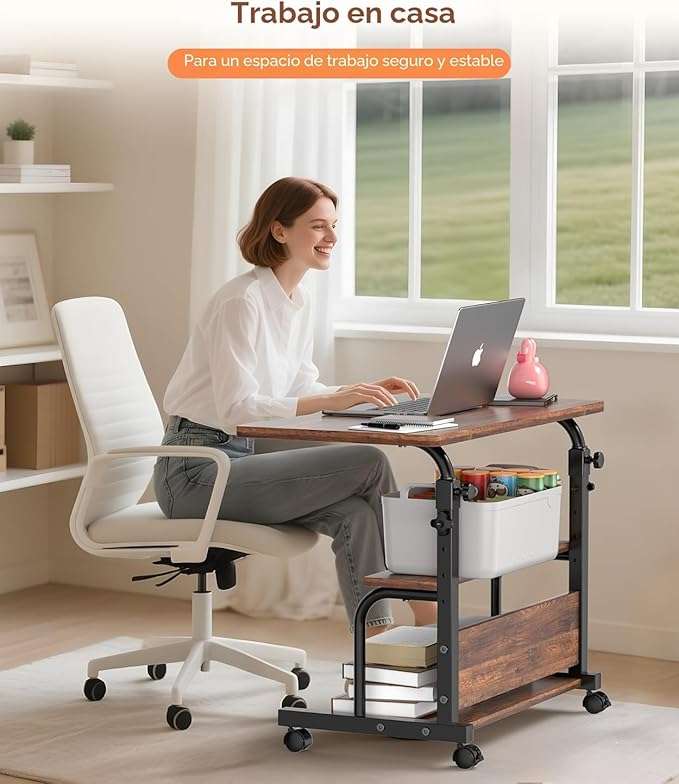 escritorio portatil con ruedas qzmdsm de 81.28 centimetros con altura ajustable y estantes de tres capas ideal para chile