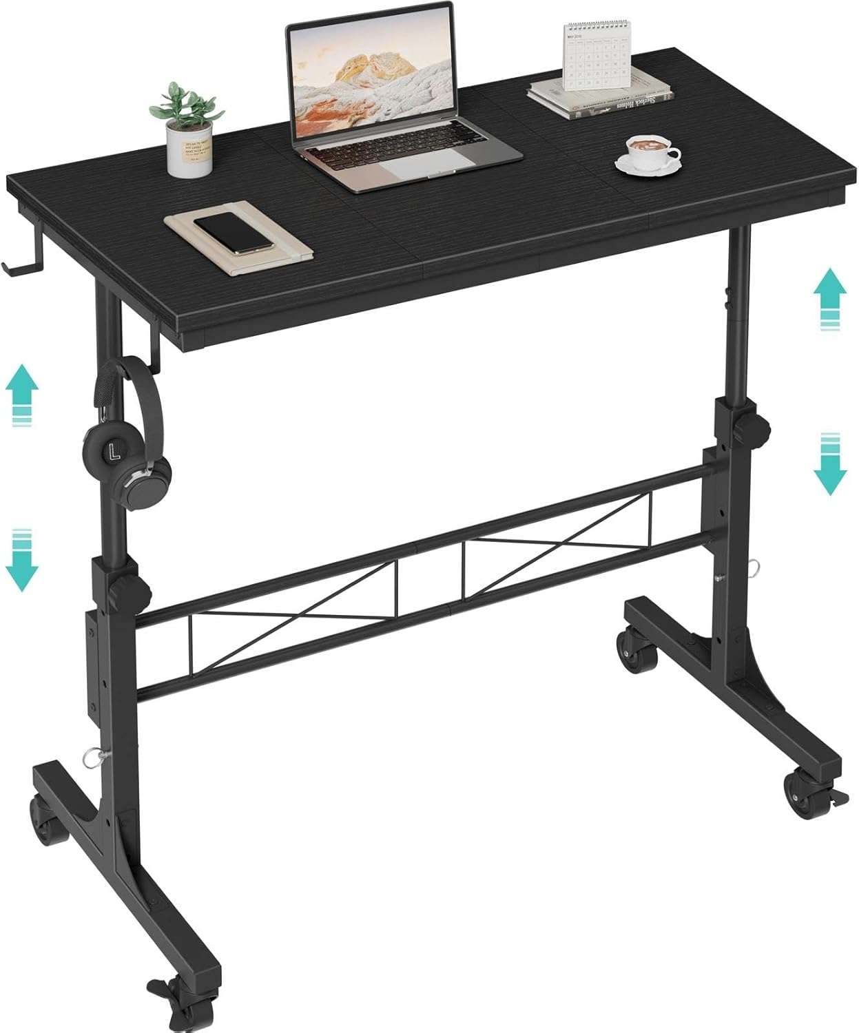 escritorio portatil de pie con ruedas de 81.28 centimetros con altura ajustable hasta 106.42 centimetros ideal para chile