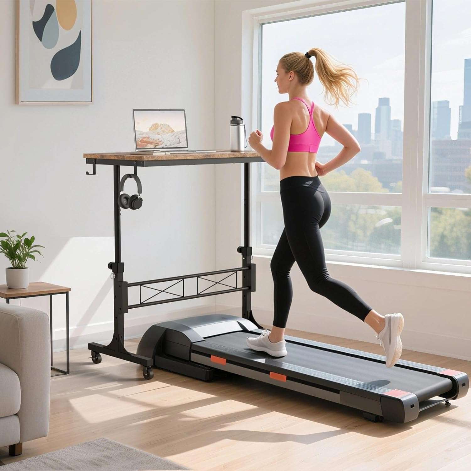 escritorio portatil de pie con ruedas de 81.28 centimetros con altura ajustable hasta 106.42 centimetros ideal para chile