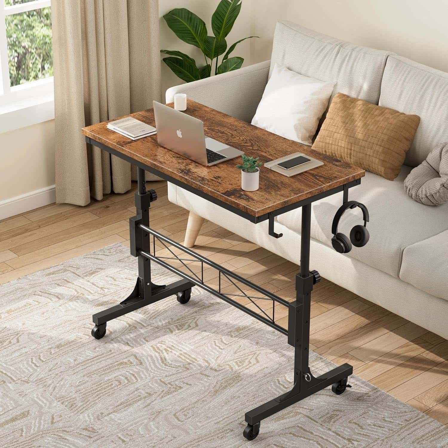 escritorio portatil de pie con ruedas de 81.28 centimetros con altura ajustable hasta 106.42 centimetros ideal para chile