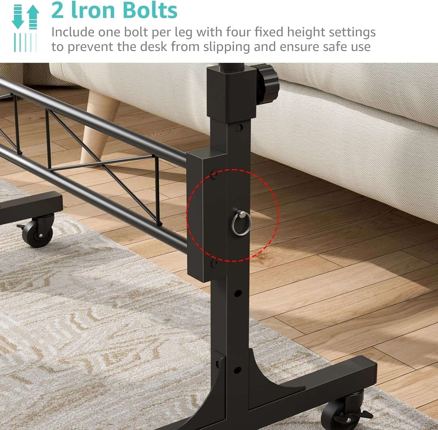 escritorio portatil de pie con ruedas de 81.28 centimetros con altura ajustable hasta 106.42 centimetros ideal para chile