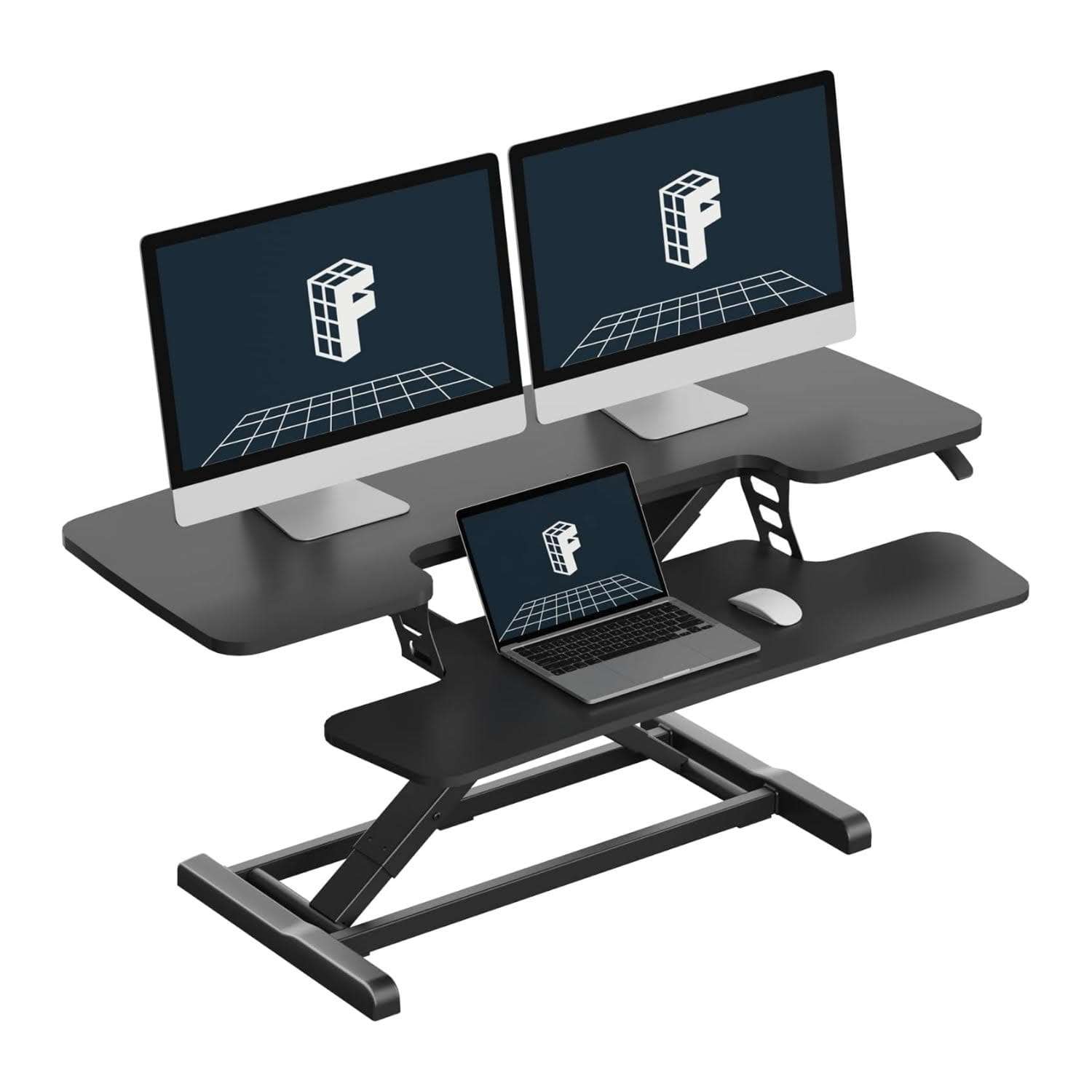 convertidor de escritorio flexispot extra grande de 106.68 centimetros con bandeja para teclado y sistema de elevacion mecanico ideal para chile