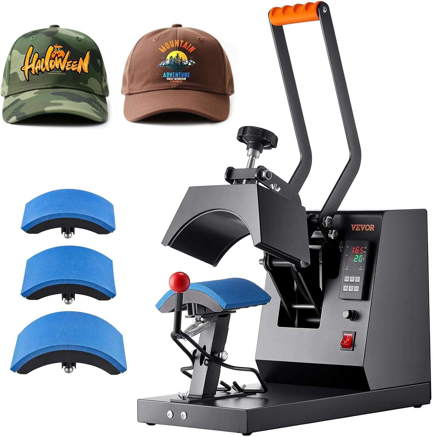 prensa de calor vevor 4 en 1 para gorros con placas de teflon intercambiables y control de temperatura digital ideal para chile