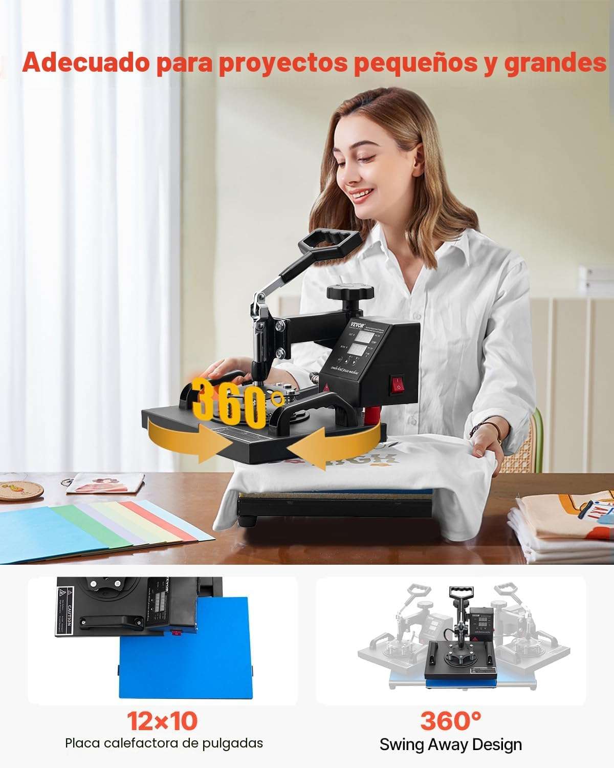 maquina estampadora termica vevor de 30.48 por 25.4 centimetros para sublimacion de poleras en chile