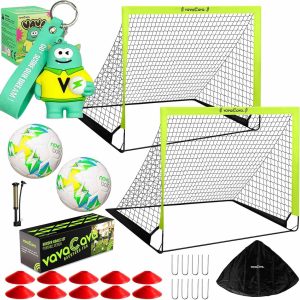 set de dos arcos de futbol portatiles vavacava de 122 por 91 centimetros con pelotas tamaño tres conos marcadores e inflador ideal para chile