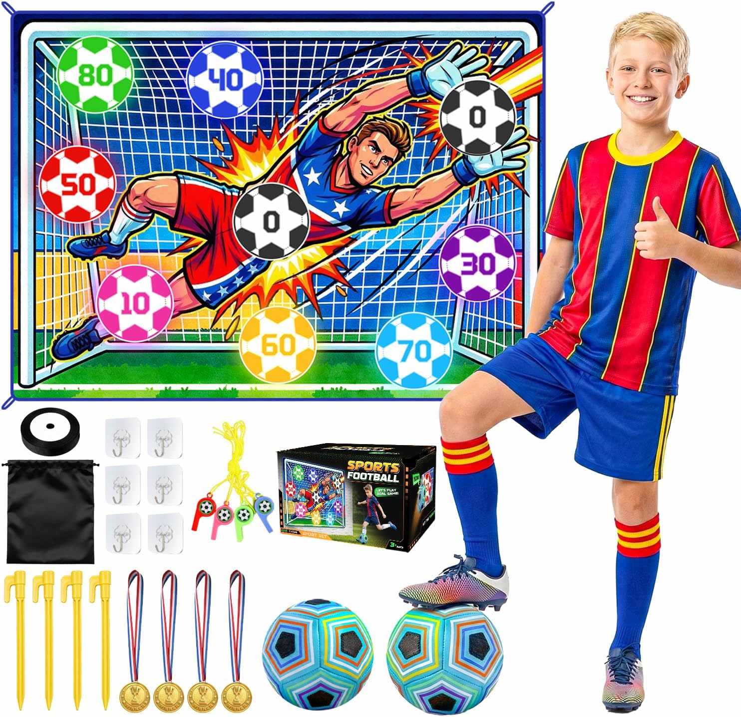 arco de futbol infantil de felpa con pelotas adhesivas accesorios de instalacion medallas silbatos y bolsa de almacenamiento ideal para chile