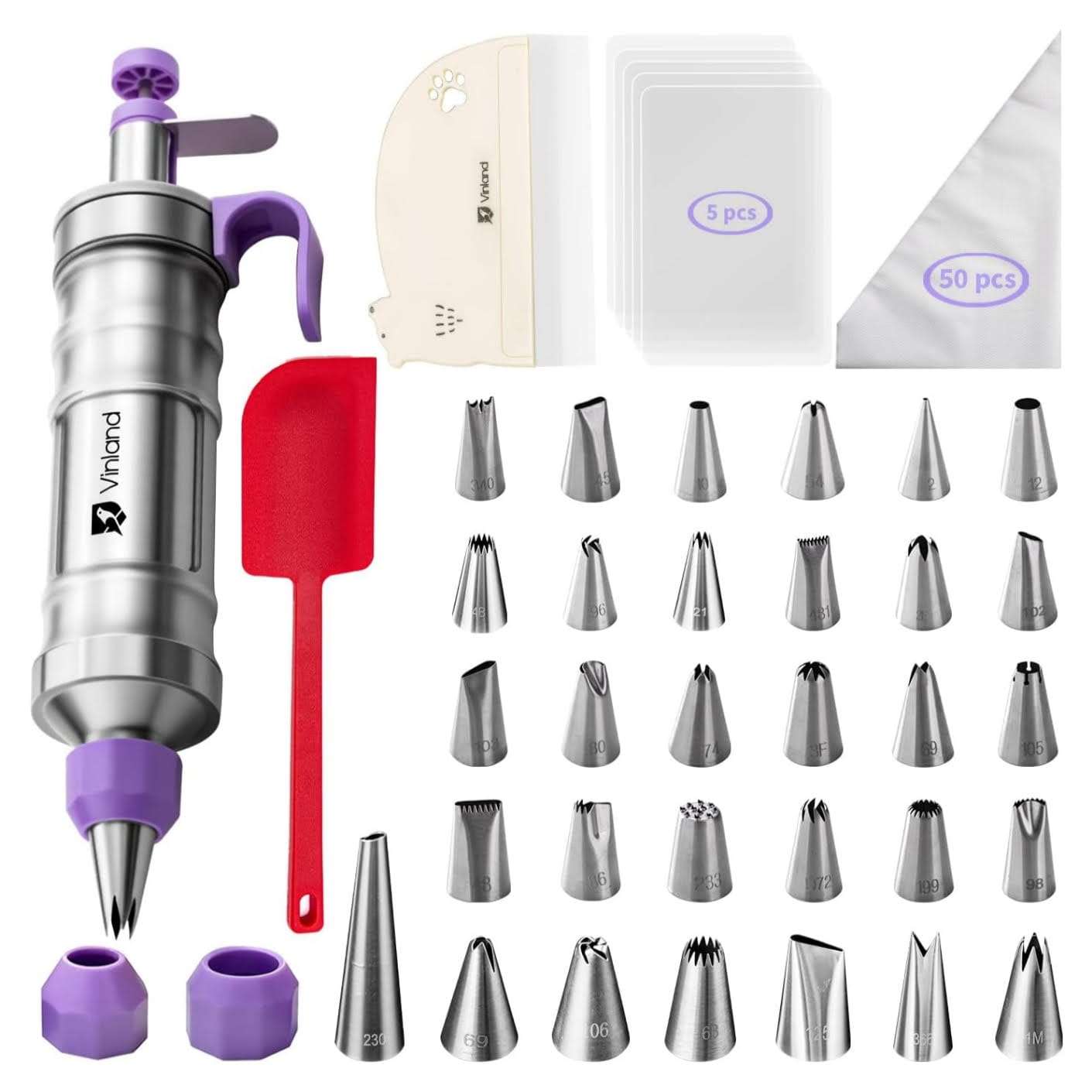 kit de decoracion de tortas con jeringa de acero inoxidable 31 boquillas profesionales y 50 mangas pasteleras ideal para chile