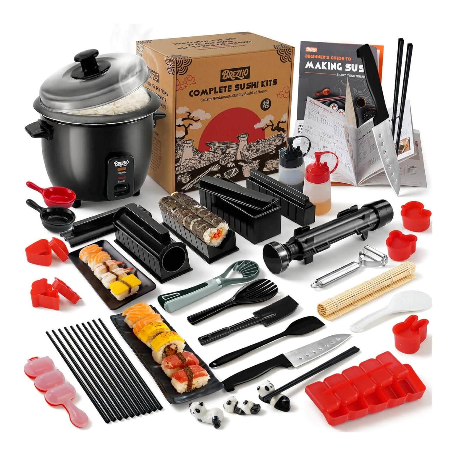 kit para hacer sushi de 43 piezas con bazuca moldes esterilla de bambu y libro de recetas ideal para chile