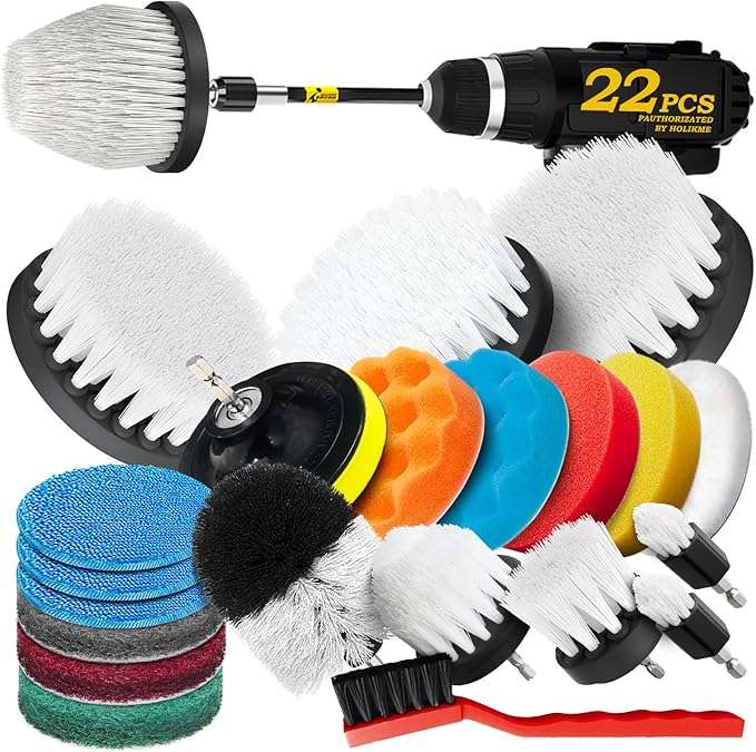 kit de 22 cepillos y accesorios de pulido para taladro con base de 10.16 centimetros y conexion de 0.63 centimetros ideal para chile