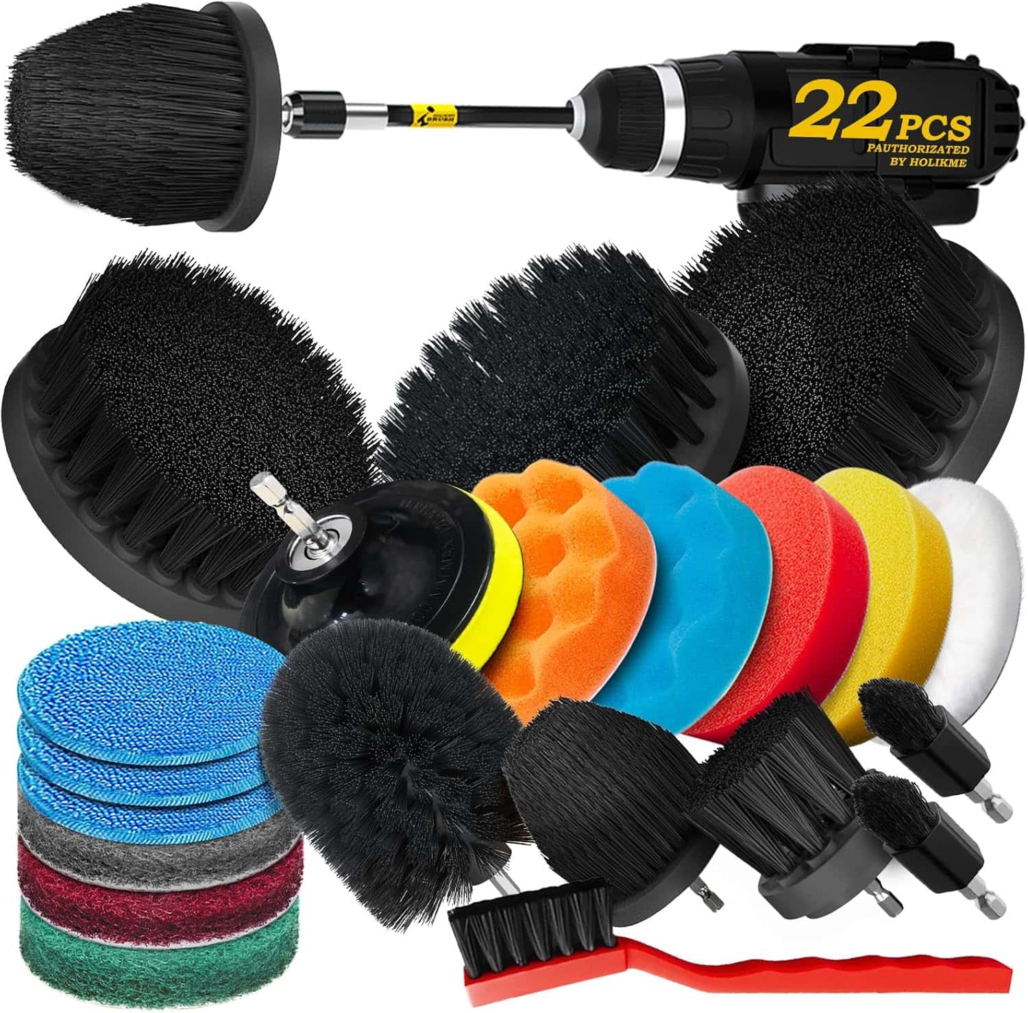 kit de 22 cepillos y accesorios de pulido para taladro con base de 10.16 centimetros y conexion de 0.63 centimetros ideal para chile