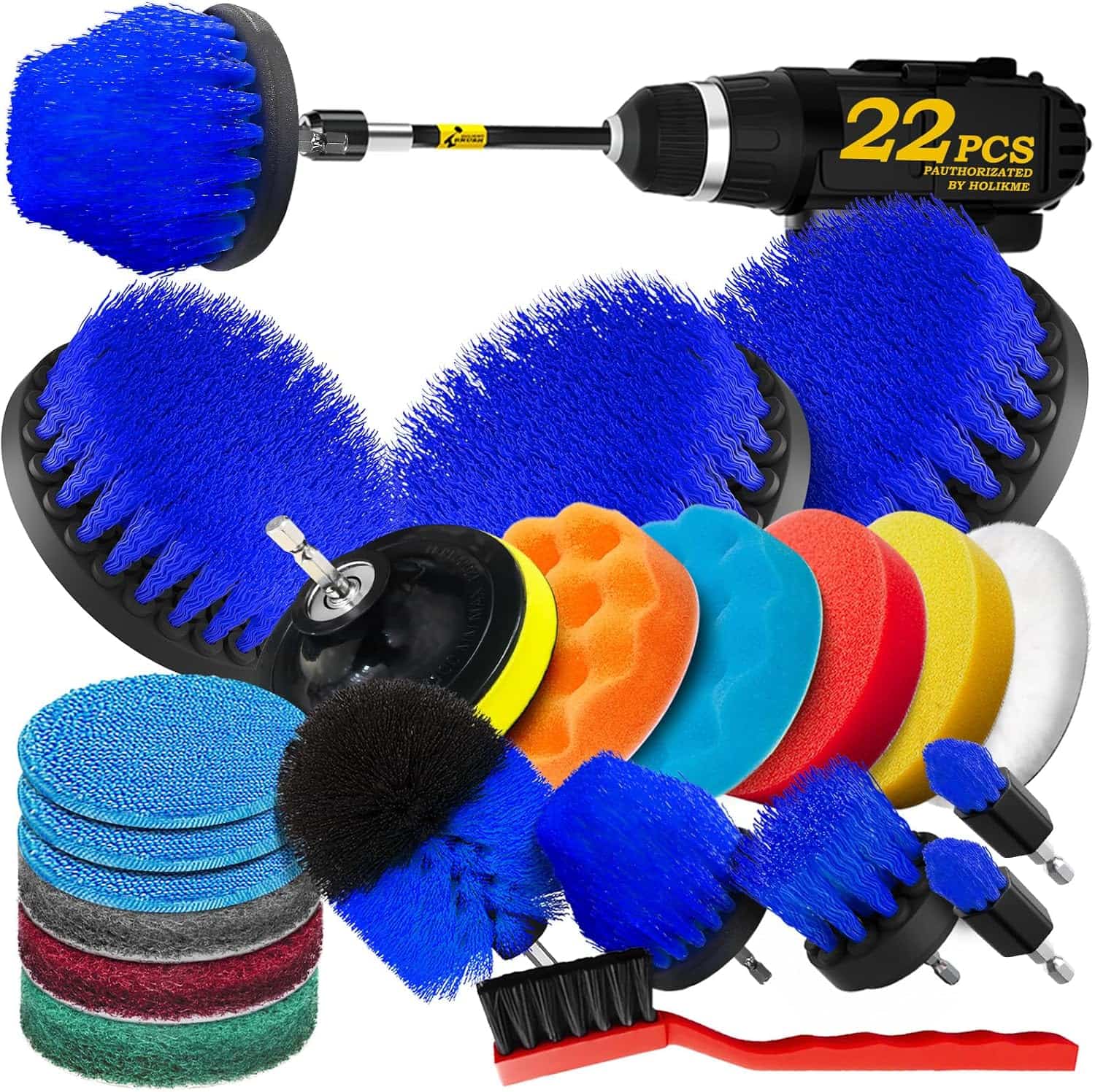 kit de 22 cepillos y accesorios de pulido para taladro con base de 10.16 centimetros y conexion de 0.63 centimetros ideal para chile