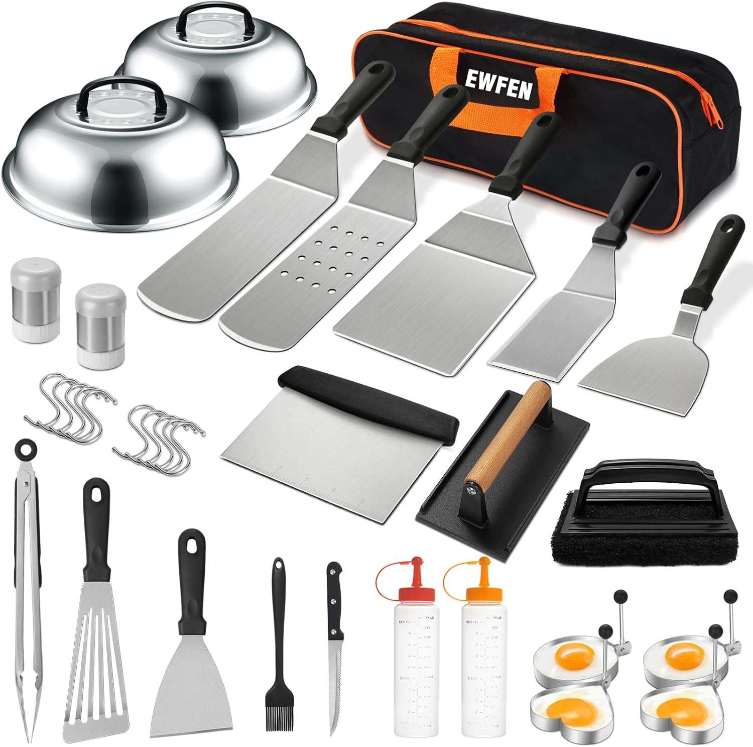 set de 35 accesorios de acero inoxidable para parrilla con espatulas pinzas cubiertas y bolso de almacenamiento ideal para chile