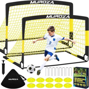 set de dos arcos de futbol portatiles de 122 por 91 centimetros con pelota tamaño tres conos de entrenamiento estacas de anclaje y bolsa de transporte ideal para chile