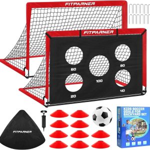 set de dos arcos de futbol portatiles de 122 por 91 centimetros con tela de objetivo pelota tamaño tres conos estacas y bolsa ideal para chile