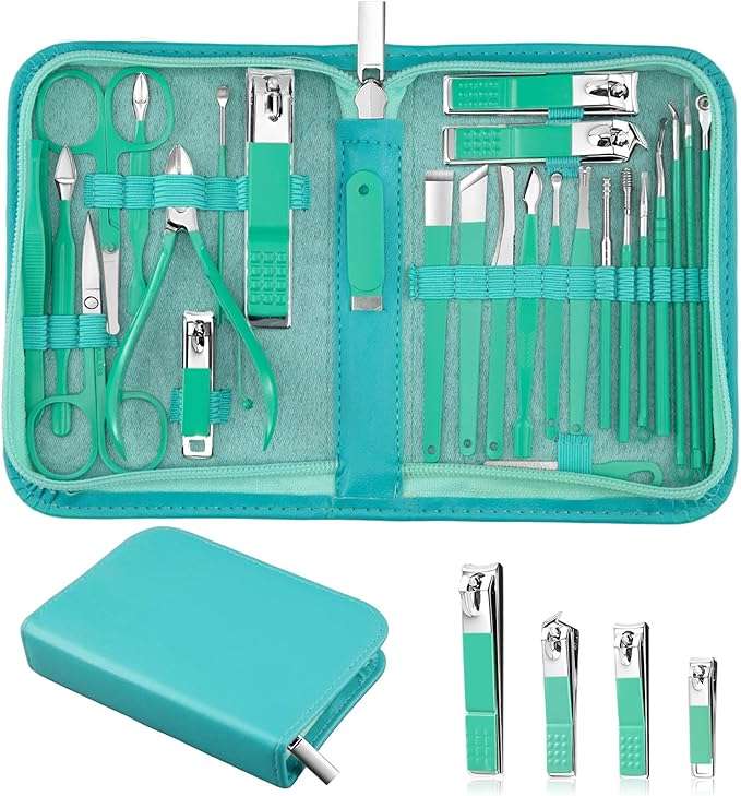kit de manicure y pedicure minkinh de 26 piezas de acero inoxidable con estuche de viaje ideal para chile