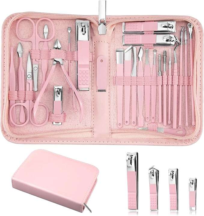 kit de manicure y pedicure minkinh de 26 piezas de acero inoxidable con estuche de viaje ideal para chile