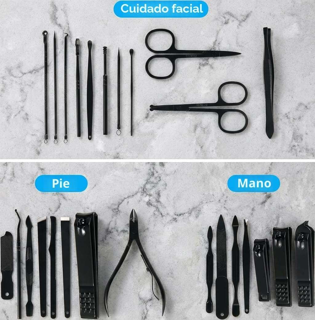 kit de manicure y pedicure minkinh de 26 piezas de acero inoxidable con estuche de viaje ideal para chile