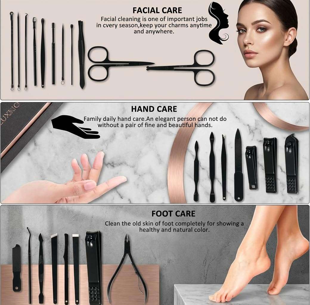 kit de manicure y pedicure minkinh de 26 piezas de acero inoxidable con estuche de viaje ideal para chile