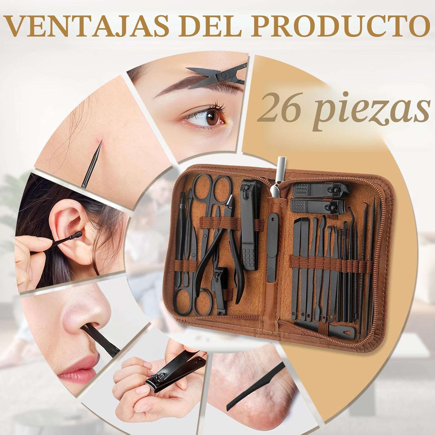kit de manicure y pedicure minkinh de 26 piezas de acero inoxidable con estuche de viaje ideal para chile