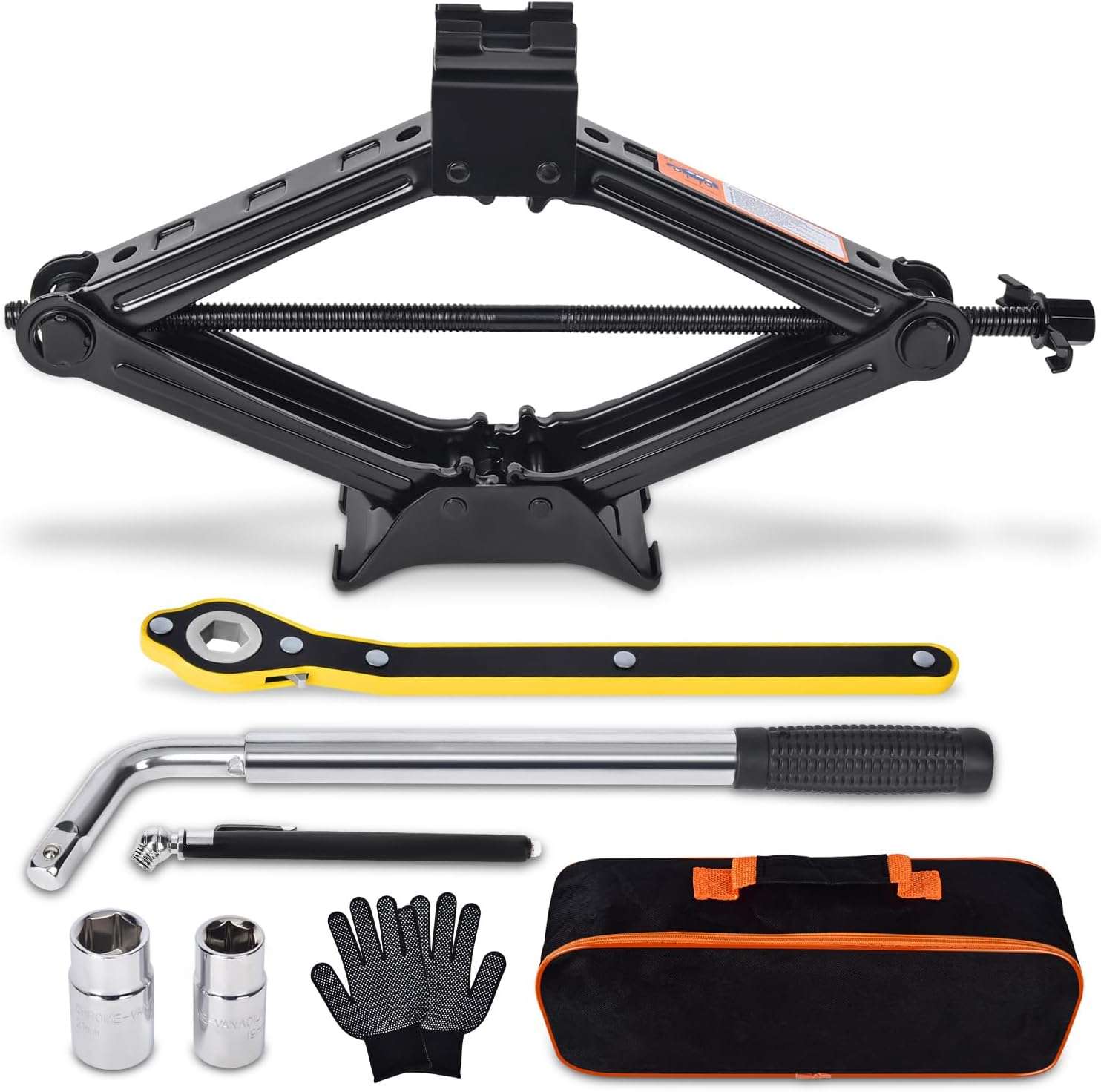 kit de gato de tijera de 2 toneladas con elevacion de 40 centimetros llaves y bolsa de almacenamiento ideal para chile