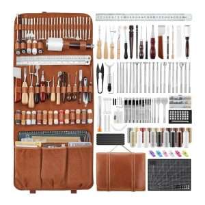 kit de herramientas para trabajo en cuero sakerneo con base de corte y punzones de 2.5 a 10 milimetros ideal para chile