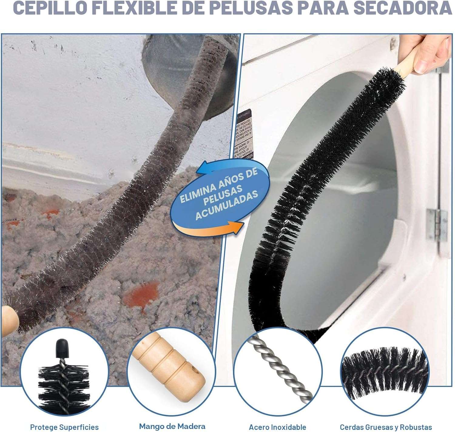 kit de limpieza de secadora petode de 2 piezas con manguera de 1.85 centimetros de grosor y conector universal ideal para chile