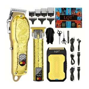 kit de barberia lqt con maquina de cortar pelo recortadora de precision y pantalla led ideal para chile
