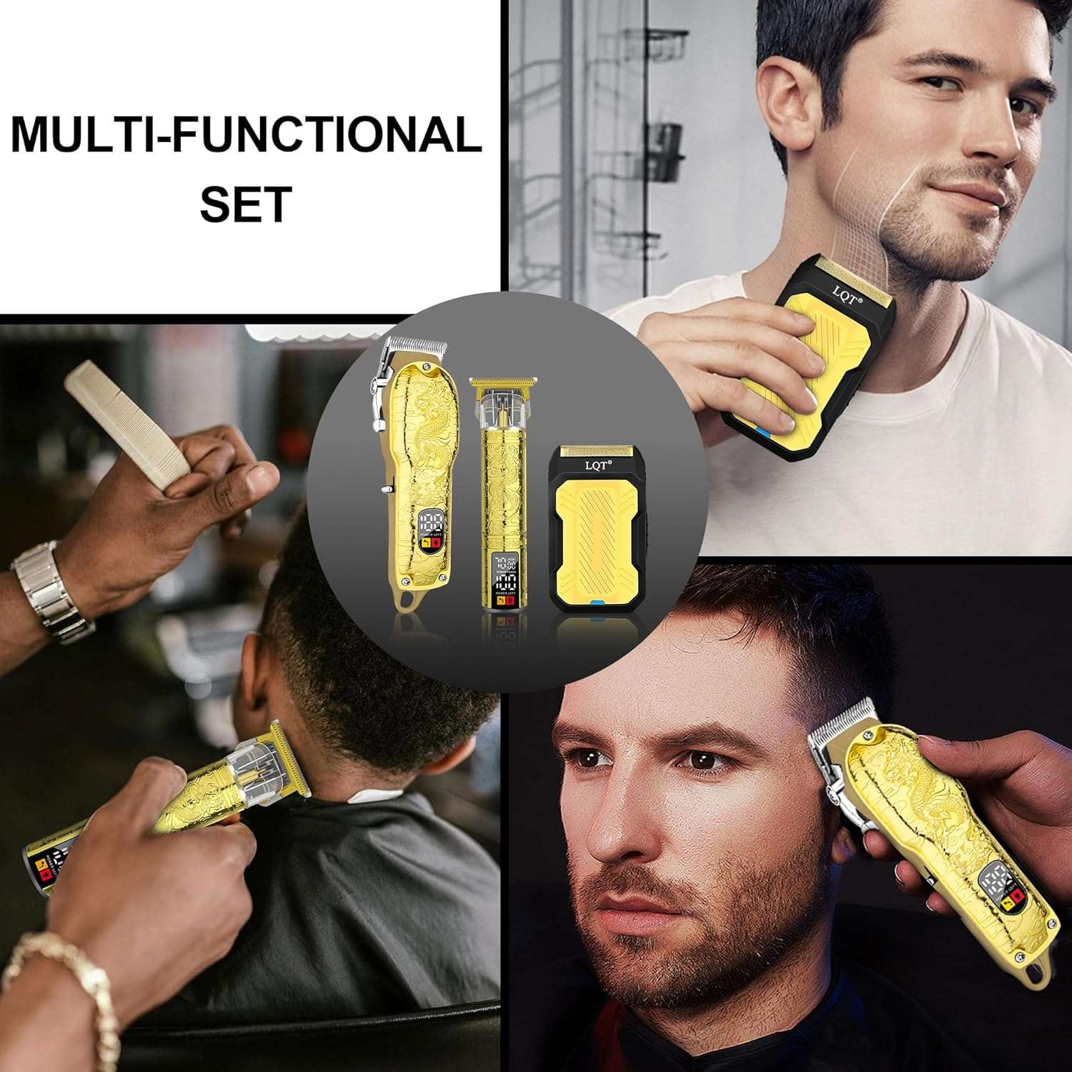 kit de barberia lqt con maquina de cortar pelo recortadora de precision y pantalla led ideal para chile