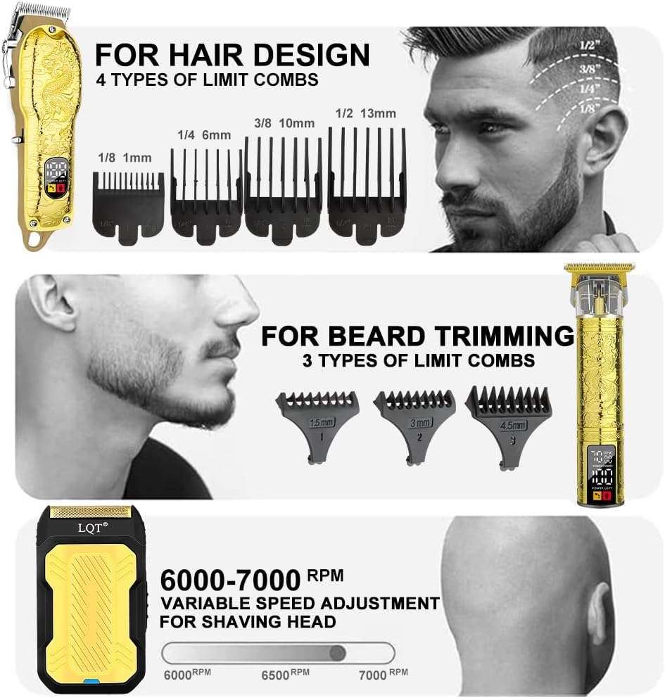 kit de barberia lqt con maquina de cortar pelo recortadora de precision y pantalla led ideal para chile