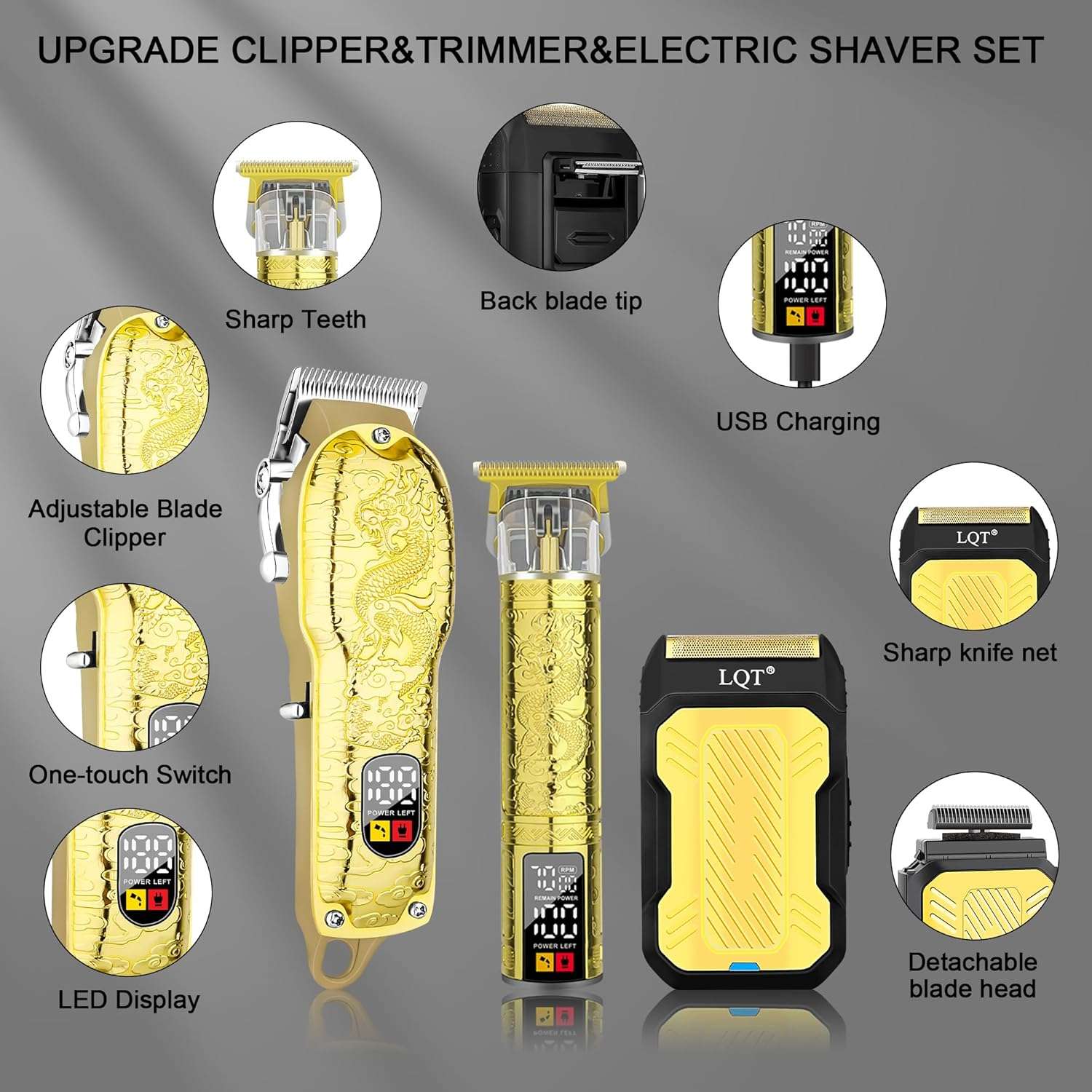 kit de barberia lqt con maquina de cortar pelo recortadora de precision y pantalla led ideal para chile