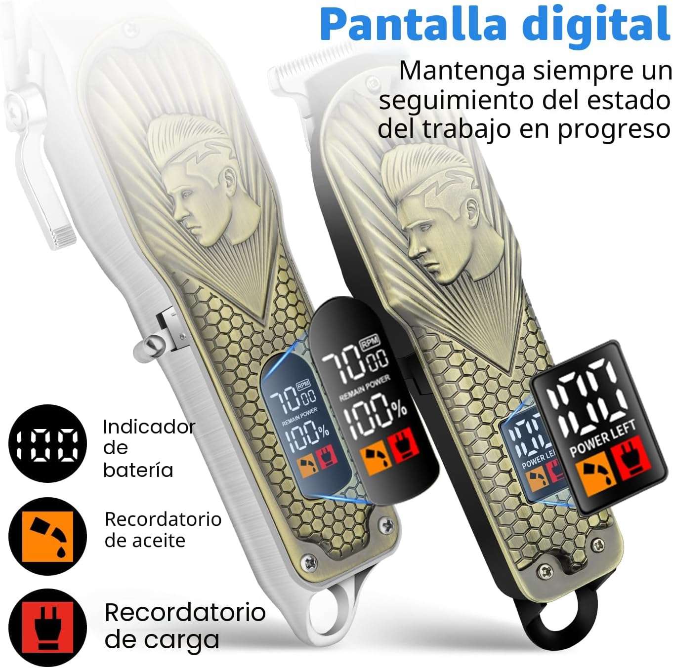 kit de barberia hiena pro con maquina de cortar pelo recortadora afeitadora de lamina y recortadora nasal con bolso negro ideal para chile